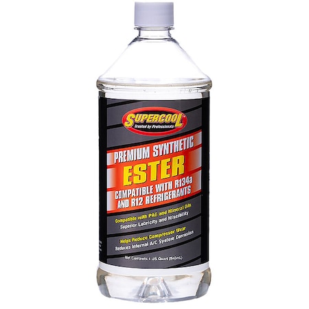 Supercool A/C Compressor Ester Lubricant Plastic Bottle Yellow Tint, 1 PK E31