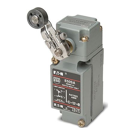 Eaton Heavy Duty Limit Switch, Plunger, 1NC/1NO, 10A at 600V AC, Actuator Location: Side E50AS26P