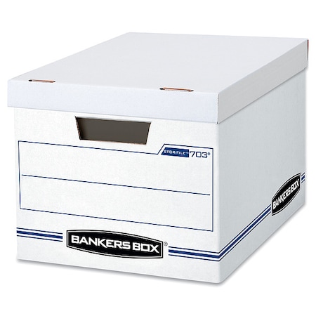 Bankers Box File Box, 2-Ply Cardboard End; 1-Ply Cardboard Side; 2-Ply Cardboard Bottom, 12.5" W, 16.25" D 0070308
