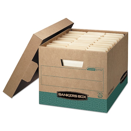 Bankers Box File Box, 3-Ply Cardboard End; 2-Ply Cardboard Side; 2-Ply Cardboard Bottom, 12.75" W, 16.5" D 12775