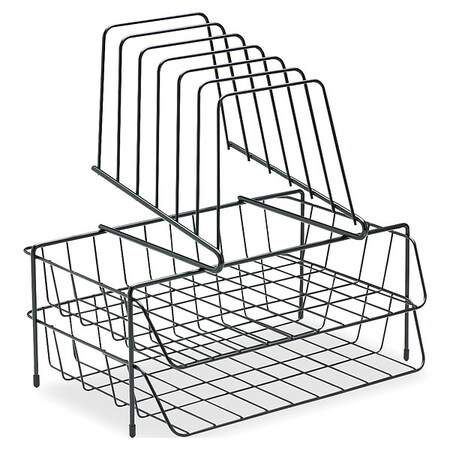 Fellowes Step File, Black, Steel, 13.88" W, 14" H, 10.13" D, 8 Number of Compartments 72391