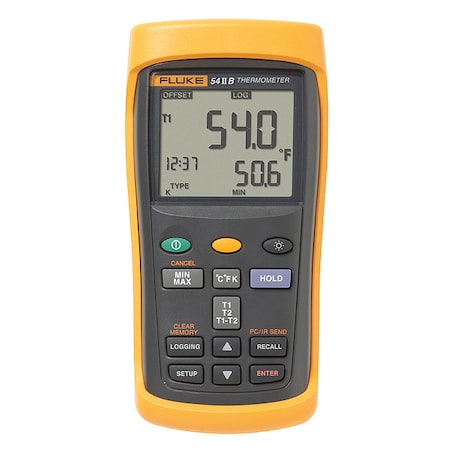 Fluke Thermometer, LCD, 2.5 in, Thermocouple FLUKE-54-2 B/CWG