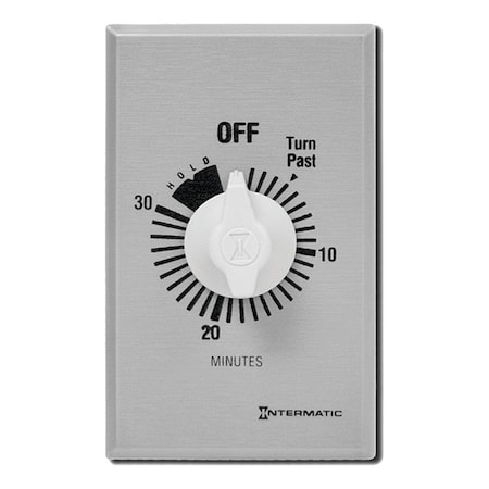 Intermatic Timer, Spring Wound, 30 Min, SPST, Silver FF30MH