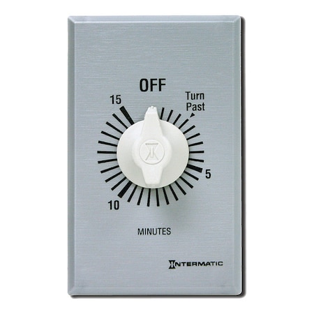Intermatic Timer, Spring Wound, 15 Min, SPDT, Silver FF315M