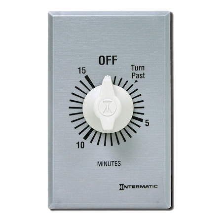 Intermatic Timer, Spring Wound, 15 Min, DPST, Silver FF415M