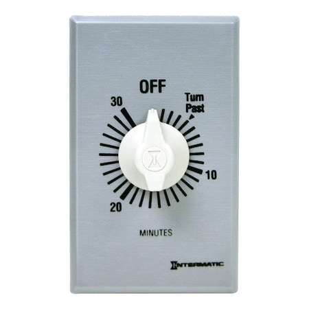 Intermatic Timer, Spring Wound, 30 Min, DPST, Silver FF430M