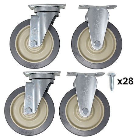 Rubbermaid Plate Casters, 200 lb Cap, Gray GRFG4546L30000