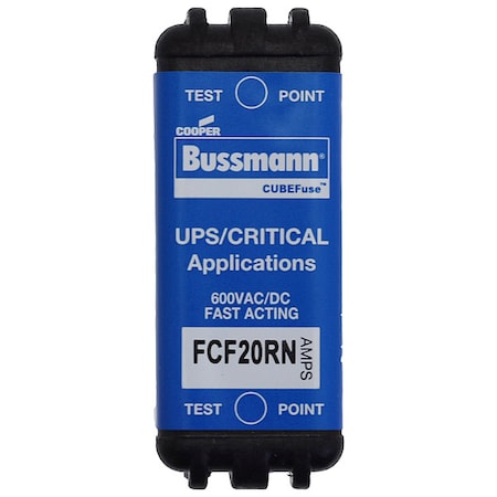 Eaton Bussmann Glass Fuse, FCF Series, Fast-Acting, 20A, 600V AC, 300kA at 600V AC, 50kA at 600V DC FCF20RN