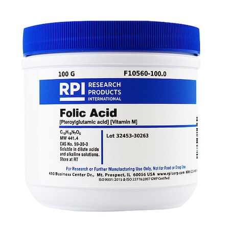 Rpi Folic Acid (Pteroylglutamic Acid), 100g F10560-100.0