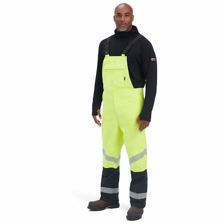 Ariat FR HI-VIS WATERPROOF BIB, 32% Cotton, 50% Modacrylic, 8% Polyarylate, 9% Nylon, Fabric, Yellow, XL 10041079