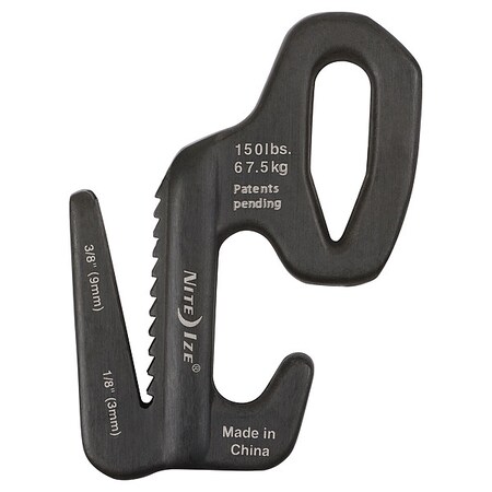 Nite Ize Rope Tightener, 3-1/2 In., Aluminum, Black F9L-02-01