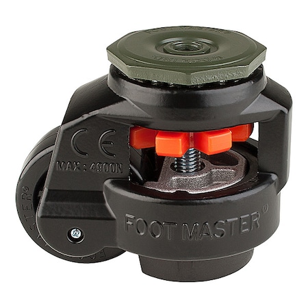 Foot Master Leveling Caster, Alum, Swivel, M12/M16 GD-80S-BLK-1/2