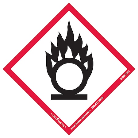 Labelmaster GHS Flame Over Circle Label, 4inx4in, 50, PK50 GHIS0052