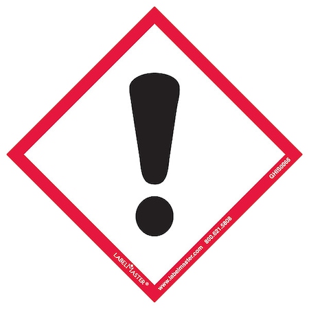 Labelmaster GHS Exclamation Mark Label, 4inx4in, 100, PK100 GHIS0066