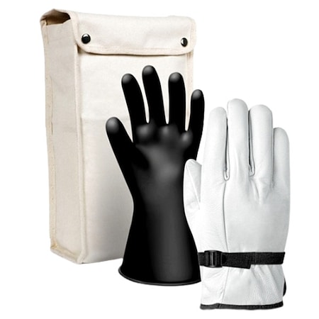 Salisbury Electrical-Insulating Glove Kit, 500V AC, 750V DC, Rubber, 11" Length, Black, Size 11 GK0011B/11