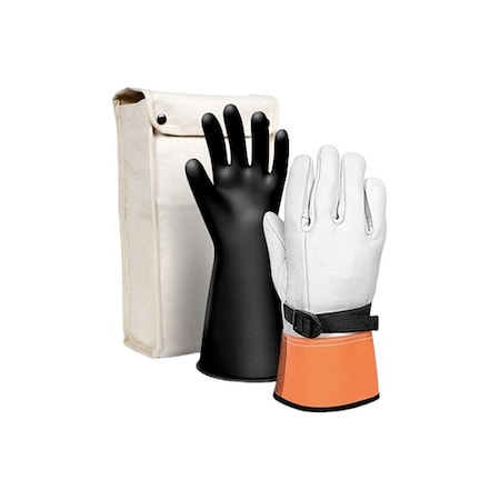 Salisbury Electrical-Insulating Glove Kit, 17,000V AC, 25,500V DC, Rubber, 14 in Length, Black, Size 11 GK214B/11