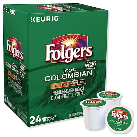 Folgers Coffee, Lively Colombian Decaf, Pod, Decaffeinated, Ground, 7.44 oz, 24 PK 0570
