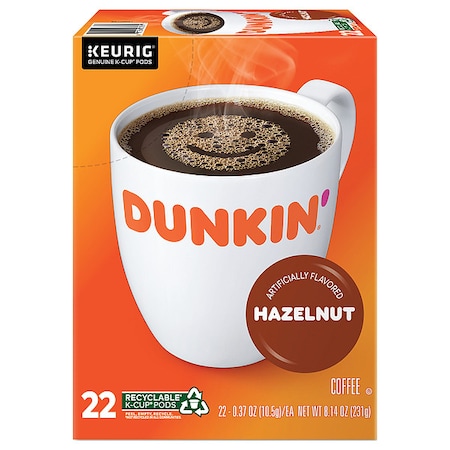 Dunkin Coffee, Hazelnut, Pod, Caffeinated, Ground, 8.14 oz, 22 PK 881334012705