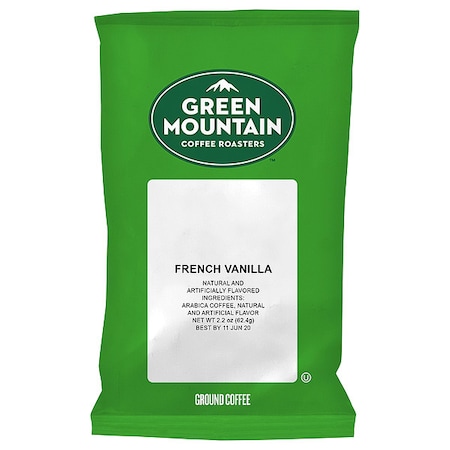 Green Mountain Coffee Coffee, French Vanilla, Fraction Pack, Caffeinated, Ground, 6.88 lb, 50 PK 4732