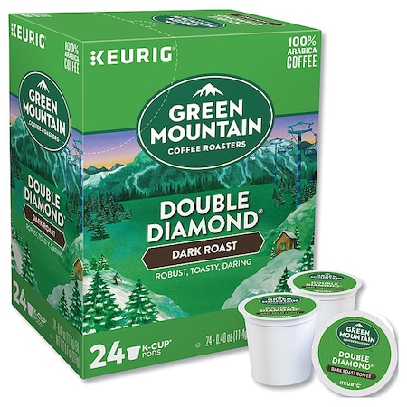 Green Mountain Coffee Coffee, Double Black Diamond Extra Bold, Pod, Caffeinated, Ground, 9.6 oz, 24 PK 4066