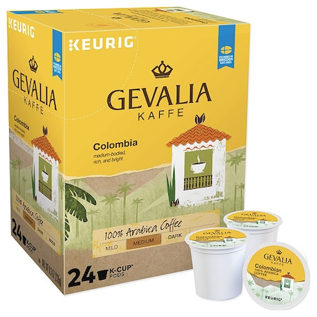 Gevalia Coffee, Colombian, Pod, Caffeinated, Ground, 8.3 oz, 24 PK 5304