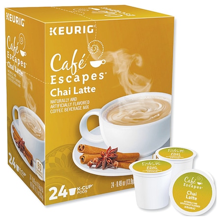 Cafe Escapes Tea, Chai Latte, Pod, Caffeinated, Ground, 2.94 lb, 96 PK 6805