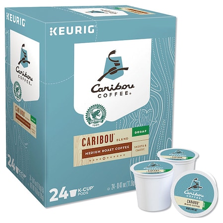 Caribou Coffee Coffee, Caribou Blend Decaf, Pod, Decaffeinated, Ground, 9.84 oz, 24 PK 6995