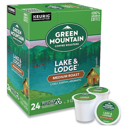Green Mountain Coffee Coffee, Lake & Lodge, Pod, Caffeinated, Ground, 7.44 oz, 24 PK 6523