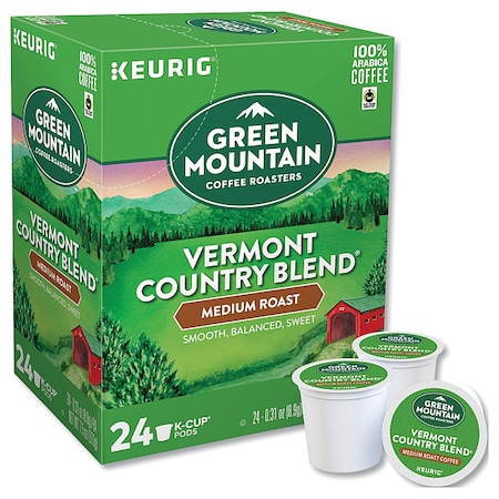Green Mountain Coffee Coffee, Vermont Country Blend, Pod, Caffeinated, Ground, 7.44 oz, 24 PK 6602