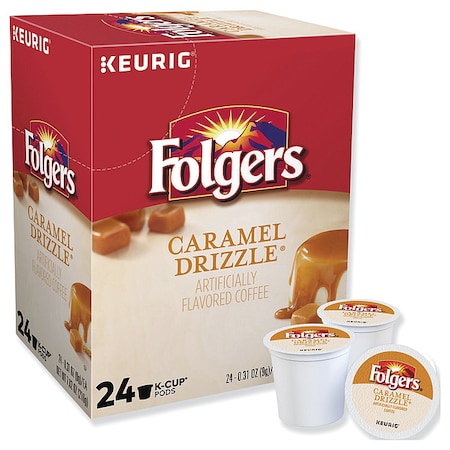 Folgers Coffee, Caramel Drizzle, Pod, Caffeinated, Ground, 7.44 oz, 24 PK 6680