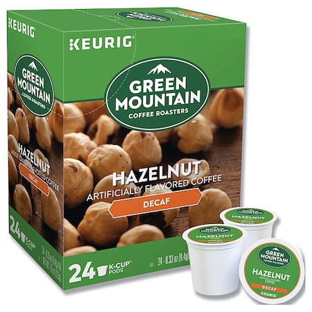 Green Mountain Coffee Coffee, Hazelnut, Pod, Decaffeinated, Ground, 7.92 oz, 24 PK 7792