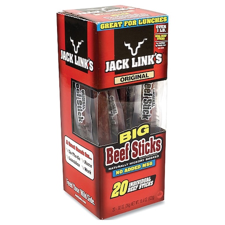 Jack Links Big Beef Sticks, 0.92 oz Sticks, PK20 89389