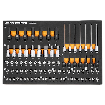 Gearwrench 88 Piece 1/4 in, 3/8 in, 1/2 in Drive SAE Bit Socket Set in Foam Storage Tray GWMSBSKCBSAE