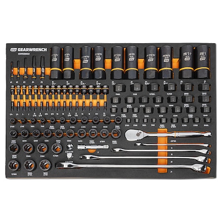 Gearwrench 97 Piece 1/4 in, 3/8 in, 1/2 in Drive Bolt Biter Mechanics Tool Set in Foam Storage Tray GWMSBBS02