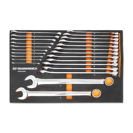 Gearwrench 24 Piece 12 Point Long Pattern Combination Metric Wrench Set in Foam Storage Tray GWMSCWL12MM