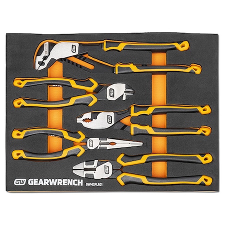 Gearwrench 5 Piece PITBULL Cushion Grip Pliers Set in Foam Storage Tray GWMSPLR01