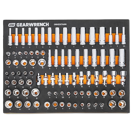 Gearwrench 89 Piece 1/4 in Drive Master Metric Socket Set in Foam Storage Tray GWMSSKT14MM