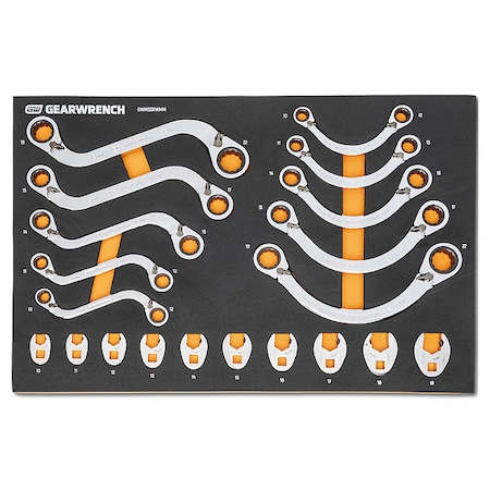Gearwrench 20 Piece Specialty Ratcheting Metric Wrench Set in Foam Storage Tray GWMSSRWMM