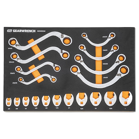 Gearwrench 19 Piece Specialty Ratcheting SAE Wrench Set in Foam Storage Tray GWMSSRWSAE