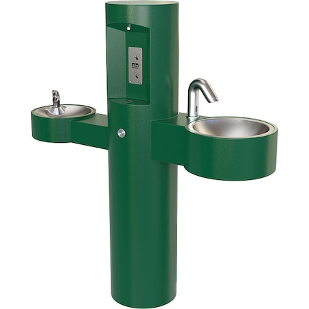 Wash-N-Go Freestanding Mount, Green, Two-Level Fountain, Bottle Filler, Hand Wash Basin GWQ85-SO
