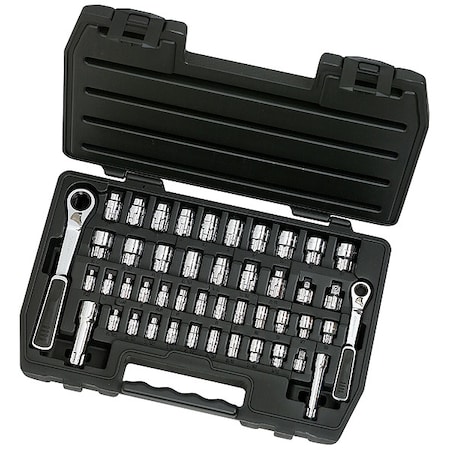 Gearwrench 1/4 in, 3/8 in Drive Socket Set Metric, SAE 46 Pieces 5/32 in to 3/4 in , Chrome 8946
