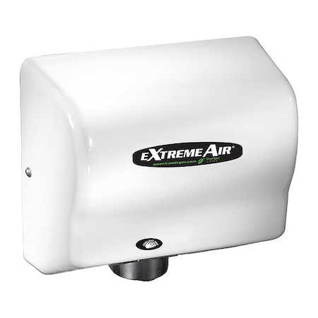 World Dryer Automatic Hand Dryer, 8 sec Dry, 110/240V AC, White