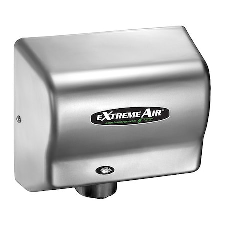 World Dryer Automatic Hand Dryer, 8 sec Dry, 110/240V AC, Silver, Brushed GXT9-SS
