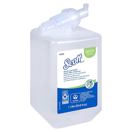 Scott Green Certified Foam Hand Soap, 1.0 L Refills for Compatible Scott Manual Dispensers, 6PK 91565