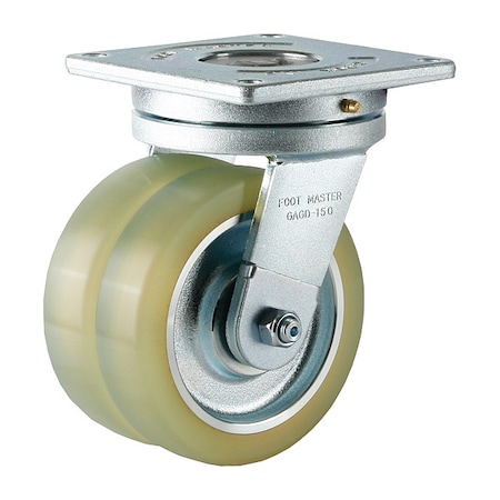 Foot Master Plate Caster, Swivel, Polyurethane, 200mm H GAGD-150ASF-HUD