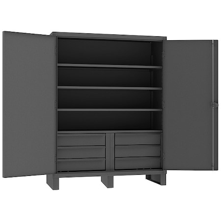 Durham Mfg Combo Drawer Storage Cabinet, 78 in H, 60 in W, 24 in D, Swing, Padlock Hasp, Gray, 6 Drawers HDCD246078-6B95