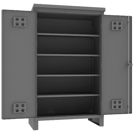 Durham Mfg Shelving Storage Cabinet, 78 in H, 48 in W, 24 in D, Swing, Padlock Hasp, Gray, 4 Shelves, 0 Drawers HDCO244878-4S95