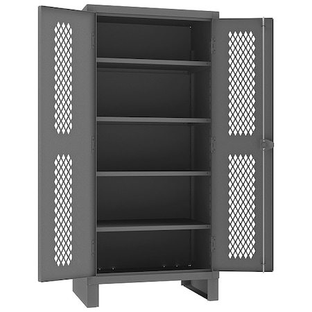 Durham Mfg Shelving Storage Cabinet, 78 in H, 36 in W, 24 in D, Swing, Padlock Hasp, Gray, 4 Shelves, 0 Drawers HDCV243678-4S95