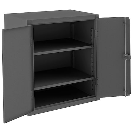 Durham Mfg Shelving Storage Cabinet, 42 in H, 36 in W, 24 in D, Swing, Padlock Hasp, Gray, 2 Shelves, 0 Drawers HDC-243642-2S95