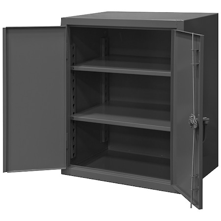Durham Mfg Shelving Storage Cabinet, 42 in H, 48 in W, 24 in D, Swing, Padlock Hasp, Gray, 2 Shelves, 0 Drawers HDC-244842-2S95
